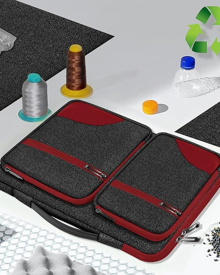 Hseok Laptop Case 15 15.6 16 inch Sleeve with Handle and Hidden Strap,Compatible with MacBook Pro 15.4 16, 360° Protective PC Briefcase with 4 Pockets for Laptop Accessory,Easy to Carrying,Red