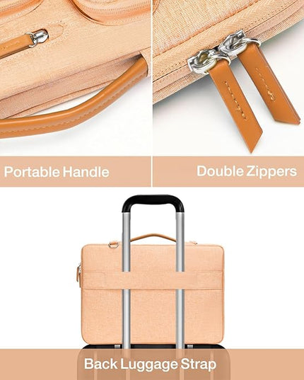 MOSISO 360 Protective Laptop Shoulder Bag,15-15.6 inch Computer Bags Compatible with MacBook Pro 16 inch, HP, Dell, Lenovo, Asus Notebook,Side Open Messenger Bag with 4 Zipper Pockets, Pastel Orange