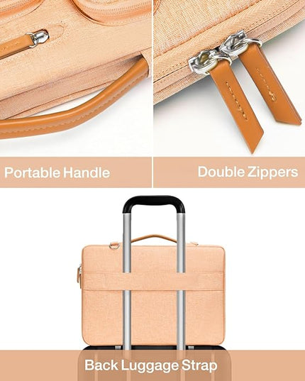 MOSISO 360 Protective Laptop Shoulder Bag,13-13.3 inch Computer Bag Compatible with MacBook, HP, Dell, Lenovo, Asus Notebook,Side Open Messenger Bag with 4 Zipper Pockets&Handle, Pastel Orange