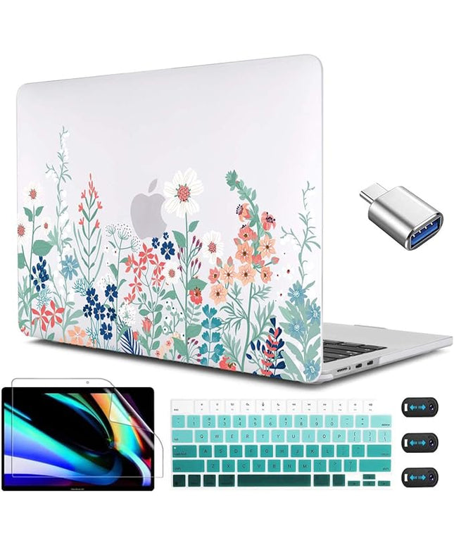 CISSOOK for MacBook Air 13.6 Inch Case 2022 2023 2024 2025 Release Model A2681 A3113 A3240, Matte Frosted Hard Shell Cover with Keyboard Cover for MacBook Air 13.6 M2 M3 M4 - Wildflowers