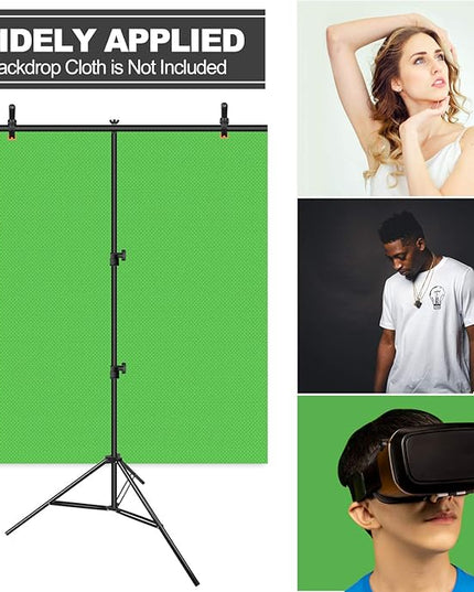 EMART 3x6.5ft Portable T-Shape Backdrop Stand with Adjustable Green Screen Photo Background Holder for Photography, Photoshoots, Parties, and Zoom