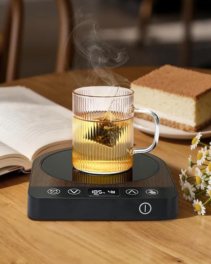 Anbanglin Smart Coffee Mug Warmer, 50W Fast Heating Coffee Warmer for Desk with 5 Temperature Control & 2-12H Auto Shut Off, Electric Large Panel Cup Warmer for Milk, Tea, Beverage, Candle, Wood