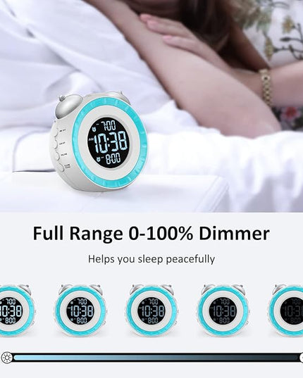uscce Loud Dual Alarm Clock with Bed Shaker - 0-100% Dimmer, Vibrating Alarm Clock for Heavy Sleepers or Hearing Impaired, Easy to Set, USB Charging Port, Snooze, Battery Backup (White)