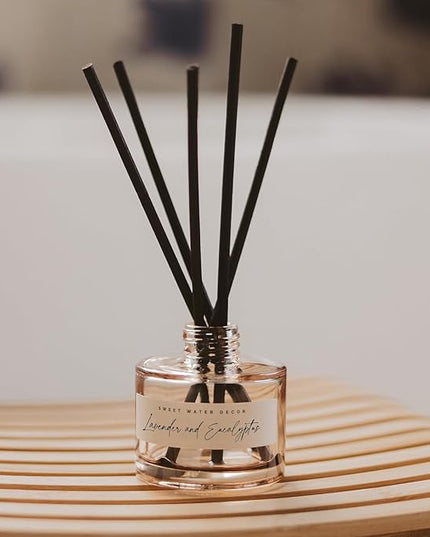 Sweet Water Decor Lavender and Eucalyptus Reed Diffuser – Room Decor Aesthetic with Long-Lasting Premium Fragrance of Lavender, Patchouli, and Eucalyptus for 4 Months – Ideal for Home Decor