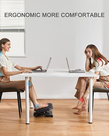 HUANUO Adjustable Desk Footrest, Foot Rest for Under Desk at Work with Massage, Adjustable Foot Stool with 3 Height Position & 30 Degree Tilt Angle Adjustment for Home, Office