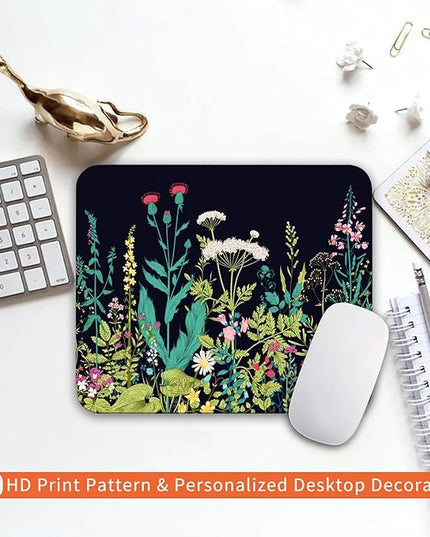 Square Mouse Pad Midnight Flowers,Personalized Premium-Textured Custom Mouse Mat Design,Washable Mousepad Cloth,Non-Slip Rubber Base Computer Mouse Pads for Wireless Mouse