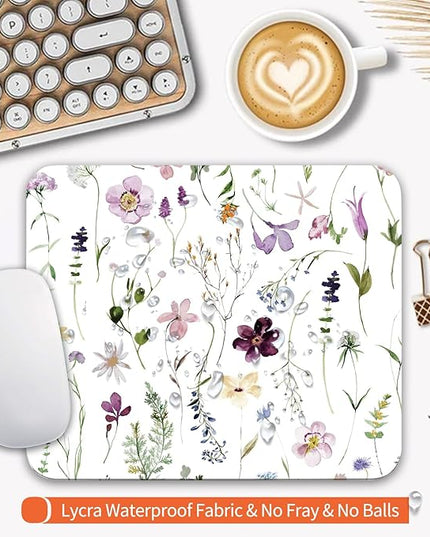 Square Mouse Pad Beautiful Flowers Plants, Personalized Premium-Textured Custom Mouse Mat Design, Washable Mousepad Cloth, Non-Slip Rubber Base Computer Mouse Pads for Wireless Mouse