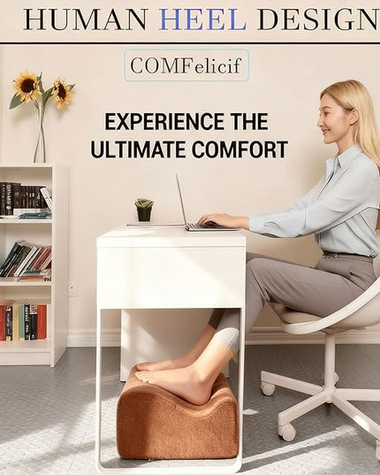 Foot Rest for Under Desk at Work, Ergonomic Under Desk Footrest with Washable Cover, Memory Foam Foot Stool for Office Chair & Gaming Chair, Back & Hip Pain Relief, Brown