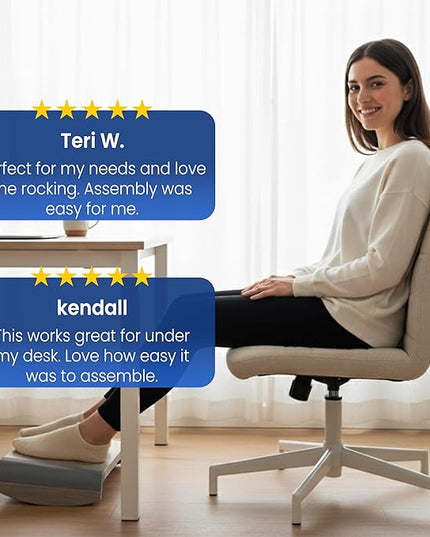 Tiel Ergonomic Foot Rest for Under Desk at Work, Rocking Footrest with Comfort Support, Office Foot Stool for Desk Chair, Leg Rest Stand for Home and Remote Office