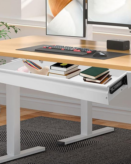 FFanhia 30 Inch Under Desk Mounted Sliding Pull-out Drawer Storage for Sit Stand Workstation Office(Applicable Table Thickness: 0.79in) White