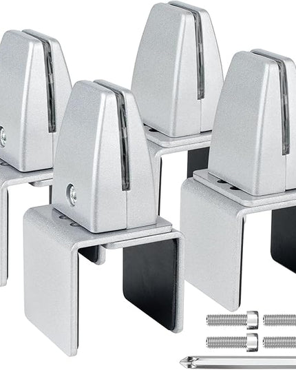 4 Packs Sneeze Guard Support, Aluminum Vertical Partition Board Clamp, Acrylic Desk Divider Support Clamp, Desk Shield Privacy Panel Clamps for Clear Shield for Countertop Reception
