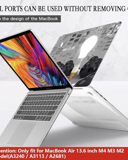 CISSOOK Creative Bulb Hard Shell Case for MacBook Air 13.6 inch M3 A3113 A2681 M2 2025 2024 2022 Release, Plastic Hard Shell Cover with Keyboard Cover for MacBook Air 13.6 M2 M3 2022-2025