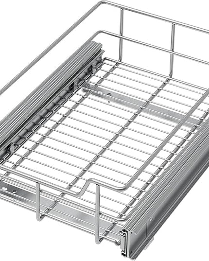 Pull Out Cabinet Organizer 9" W X 17" D, Slide Out Drawers For Kitchen Organizers and Storage, Pull Out Drawers For Cabinets Capacity Heavy Duty Caddy, Cabinet Shelves Chrome-Plated, Bathroom Pantry