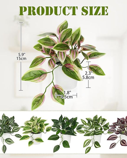Hollyone Fake Plants 6 Pack Artificial Plants Indoor Faux Plant Small Fake Potted Plant for Home Aesthetic Living Room Bathroom Desk Shelf Office Decor