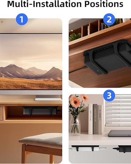 ELETIUO Universal Silicone Laptop Charger Holder,Under Desk Power Brick Mount Organizer for Charging Brick & Cables,Flexible Non-Slip Power Bricks Mount,Secure Supply Holder for Laptop Charger,Black