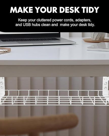 Under Desk Cable Management Tray and Wire Organizer, No-Drill 500Mm Large Capacity Cable Storage Rack for Office Desk Cord Management Holder