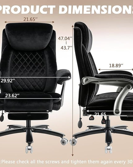 600LBS Reclining Heavy Duty Office Chair with 5D Flip Arms, Big and Tall Office Chair with Pocket Spring Cushion, Large High Back with Adjustable Lumbar Support,Dual Rubber Wheel