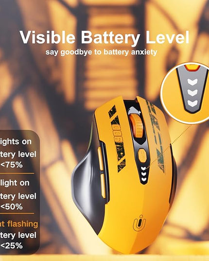 Uineer Wireless Bluetooth Mouse,[Upgraded] Rechargeable Computer Mice (BT 5.0/4.0+2.4G Hz) with Visible Battery Level, 4 Adiustable DPl, Portable PC Mouse for MacBook Chromebook