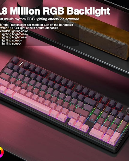 AULA F99 Pro Wireless Mechanical Keyboard with Knob,Tri-Mode BT5.0/USB-C/2.4GHz Hot Swappable Keyboard,Gasket Structure,Creamy Sound,RGB Backlit Computer Gaming Keyboards