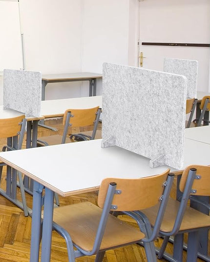 DOLLAR BOSS 4PCS Acoustic Desk Dividers 24" x 20", Soundproof Freestanding Privacy Panels for Table, Noise Reducing Desktop Partition for Office, Home, Classroom with 20 Pushpins, Light Grey
