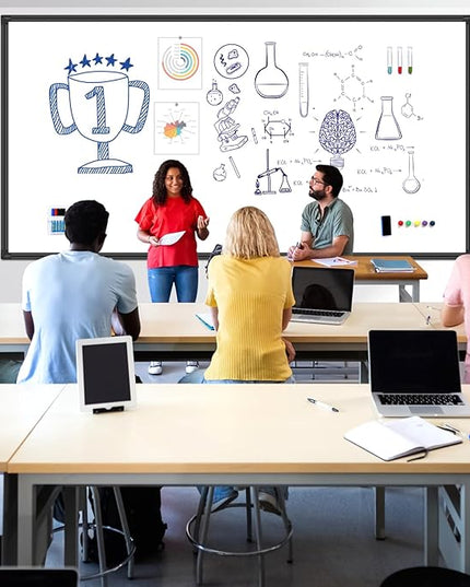 H-Qprobd 8'x4' Whiteboard Commercial-Grade Large Magnetic Dry Erase White Board for Wall - 96"x48" Presentation Boards for Business, Education & Government - Aluminum Frame Wall Mounted Whiteboard