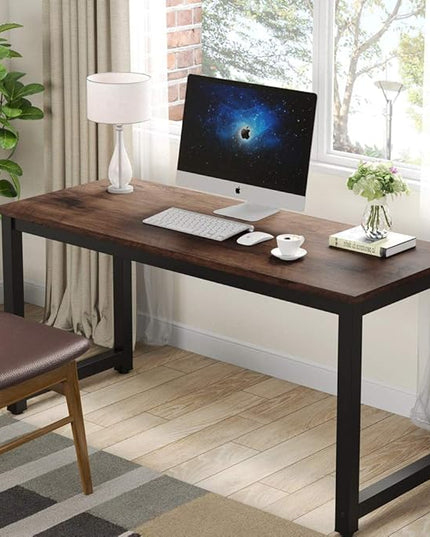 Tribesigns Computer Desk, 55 inch Large Office Desk Computer Table Study Writing Desk Workstation for Home Office, Rustic Brown