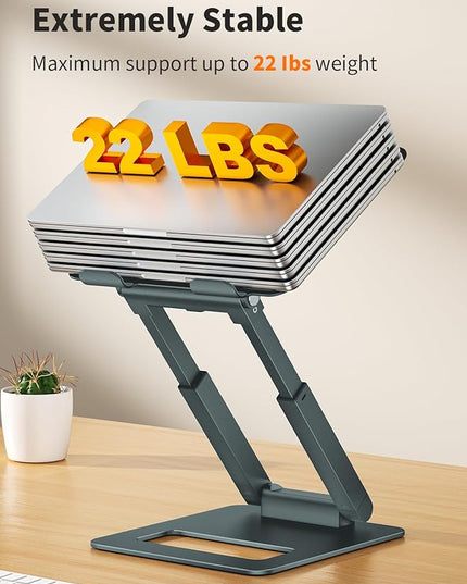 tounee Laptop Stand for Desk Adjustable Height, Telescopic Computer Stand with Pull Out Design Ergonomic Laptop Riser Fits All Laptops 10-17"-Gray