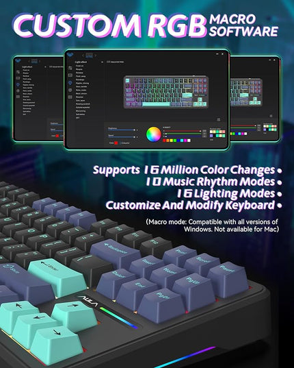 Aula F87 Pro Gaming Keyboard, Tri-Mode BT5.0/2.4GHz/USB-C Hot-Swappable RGB Wireless Mechanical Keyboard, Gasket Mount, 4000mAh, for Windows/Mac Gamer & Typists（LEOBOG Gray Wood Switch V4）
