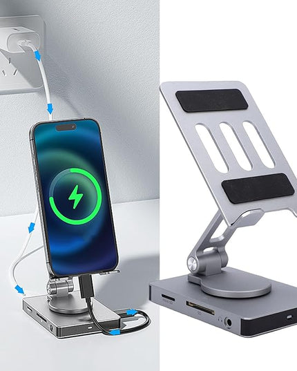 Zopsc Tablet Docking Station, 8 in 1 Type C Hub with 100W PD Fast Charge, 4K 60Hz Output, Memory Card Reader, Gigabit Ethernet, for Cellphone Tablet Laptop