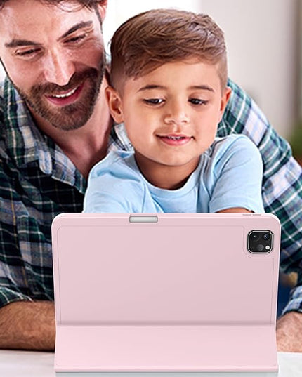 ZryXal iPad Pro 11 Inch Case (M5) 2025/ (M4) 2024 (Model: A2836/A2837/A3006), Trifold Stand Smart Cover with Pencil Holder and Soft TPU Back, Auto Wake/Sleep (Pink)