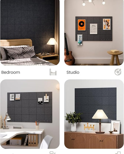 Fluxynara Large Felt Bulletin Board 36" x 24"Cork Board Alternative-6 Pack with 40 Safe Removable Adhesive Tabs, Cork Boards for Walls Cork Board for Home Office Classroom Pin Board-Deep Charcoal Blue