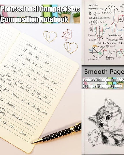 A5 Notebook Bulk, 48 pack Kraft Cover College ruled Travel Journals with Pastel Color Spine for Students Office, 60 Lined Pages, 8.3”x 5.5”