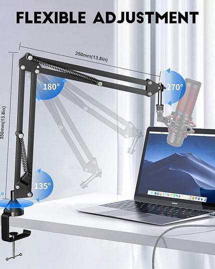 Microphone Arm,Aokeo AK-35 Microphone Desk Stand-Microphone Suspension Boom Scissor Arm Stand For Blue Yeti,Blue Snowball iCE,QuadCast,Elgato