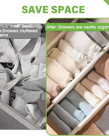 5 Pack Drawer Dividers 3.7" High Slim Organizers Expandable 14.8-25.6" Adjustable Separators for Shallow Drawers Kitchen Utensils Baby Clothes Underwear Storage-White