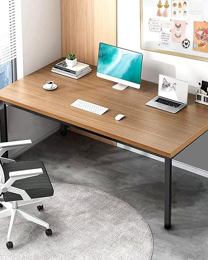 Bast Board Modern Simple Style Computer Desk Standing Table 30x59 Inches Large Office Desk Computer Table Study Writing Desk Workstation for Home Office Black Metal Frame