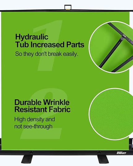 EMART Upgrade Green Screen, 61x72in Collapsible Chroma Key Panel for Background Removal, Portable & Retractable Wrinkle-Resistant Backdrop with Stand for Streaming, Photographic Studio, TikTok