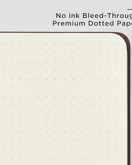 &And Per Se Dotted Journal Notebook, A5 Hardcover Leather Bullet Dotted Journal, 160 Pages 100 gsm Thick Paper，3 Sheets of Stickers Included - 5.7'' x 8''（Dark Red）