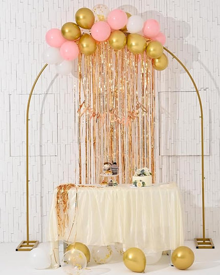 Vincidern Wedding Arch Backdrop Stand 7.8FT, Party Balloon Arch Stand for Birthday, Bridal Baby Showers, Metal Wedding Arch Frame for Ceremony Decoration Arch Stand Backdrop Gold(with Water Base)