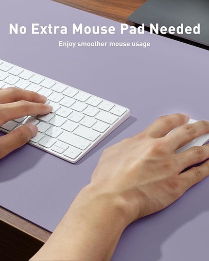 Aothia Leather Desk Pad Protector, Large Mouse Pad, Office Desk Mat, Non-Slip PU Leather Desk Blotter, Laptop Desk Pad, Waterproof Desk Writing Pad for Office and Home (23.6" x 13.7", Lavender)