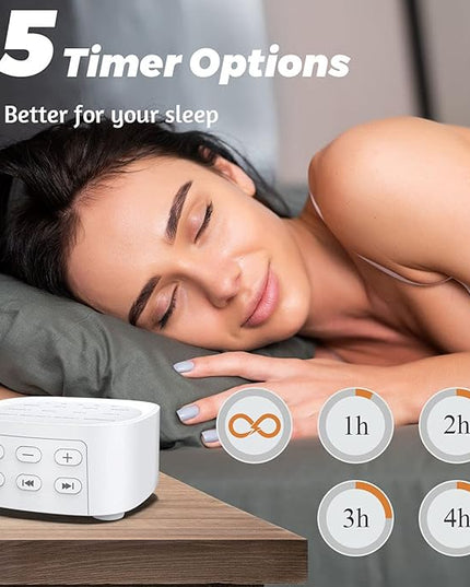 Sleepbox Sleep White Noise Sound Machines with 25 Soothing Sounds 36 Volume Levels 5 Timers Visible Sound Catalog Portable Size Memory Function for Home Office and Travel
