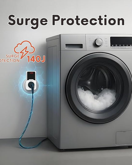 BXST 140J Surge Protector Voltage Protector One Outlet Plug Surge Protector for Refrigerator/Air-Conditioner/Fridge, Home/Office/Travel Portable LED Display Screen, Adjustable,120V, 15A, 1800W