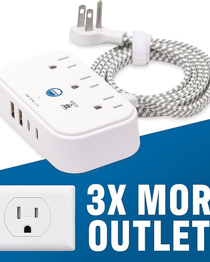Cruise Approved Power Strip Non Surge Protector with 3.3 ft Travel Extension Cord and USB Ports [2 USB, 2 USB-C, 3 AC] Cruise Ship Essentials for Carnival, Princess, & Major Cruise Lines 2026 & 2027