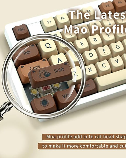 XVX Cute Cat Keycaps, Thick PBT Keycap Mao Profile, 141 Keys Keyboard Keycaps, Dye-Sublimation Keycap Set Compatible with 60% 75% 96% 100% Cherry Gateron MX Switches Mechanical Gaming Keyboard