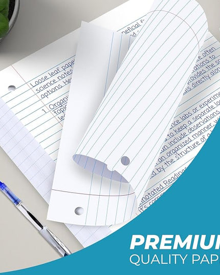 Rosmonde Loose Leaf Paper, 450 Sheets, 3 Pack, College Ruled Paper, 8" x 10.5", Bulk Office Filler Paper, 3 Hole Punched, 150 Sheets/Pack, 56 gsm Paper, College Ruled Notebook Paper for Binder, White