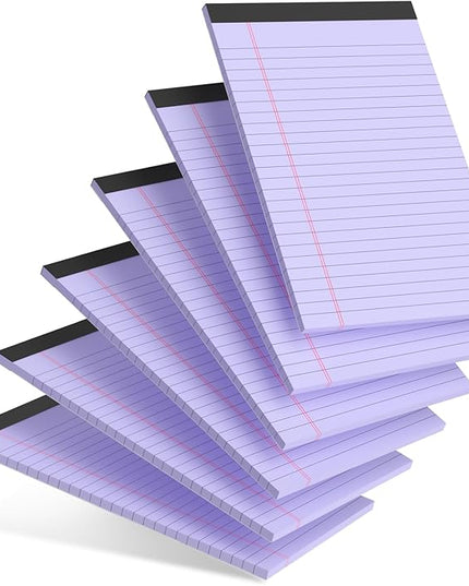 AILZFEI 6pcs Small Legal Pad 5x8 College Ruled Purple Legal Pads Notepads 6 Pack Study Back Writing Pads 5 x 8 Perforated Narrow Ruled Pads of Paper Purple
