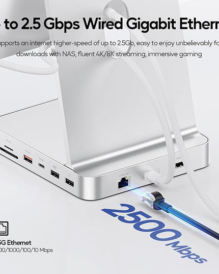 Upgraded 11 in 1 USB C Hub for iMac 24 inch USB Hub 2021 2023 2024 Support M.2 SSD (NOT Included), iMac Hub M1 M3 M4 Accessories, 4K HDMI, 2.5G Ethernet, 5 USB A/C Max 10Gbps, SD/TF - Silver