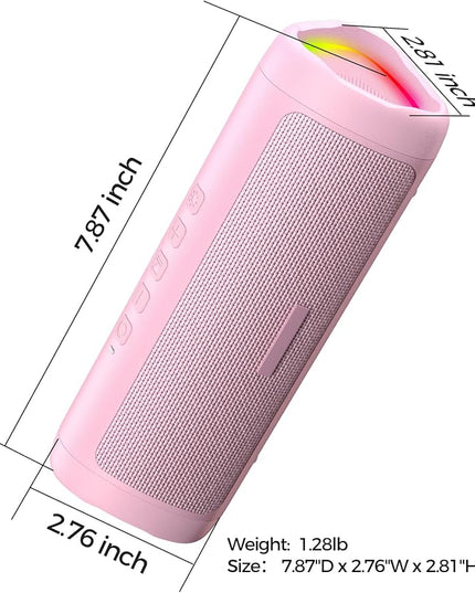 Bluetooth Speaker with HD Sound, Portable Wireless, IPX5 Waterproof, Up to 20H Playtime, TWS Pairing, BT5.3, for Home/Party/Outdoor/Beach, Electronic Gadgets, Birthday Gift (Pink)