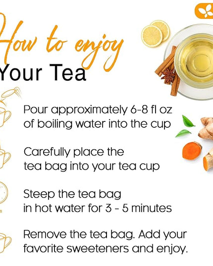 FreshDrinkUS, Premium 135 Turmeric Cinnamon Tea Bags, 100% Natural, Blend of Turmeric, and Cinnamon. Made with Natural Material Tea Bags. No Sugar. No Caffeine. Vegan.