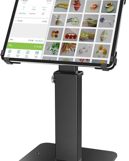 AboveTEK Anti-Theft iPad Kiosk Stand, 360 Rotation & Adj. Height 8.3"–13.4", Heavy-Duty Steel & Aluminum, Fits 9.7"-13" Tablets, Security Retail POS Tablet Stand for Business & Commercial Use