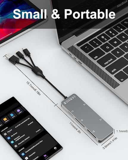 Memory Stick pro Duo Adapter - 5 in 1 SD/TF/MS/CF/XD Card Reader for PC/Android/Lightning Device, Aluminum Multi Memory Card Reader USB C Lightning OTG Adapter Memory Stick pro Duo Reader for iPhone